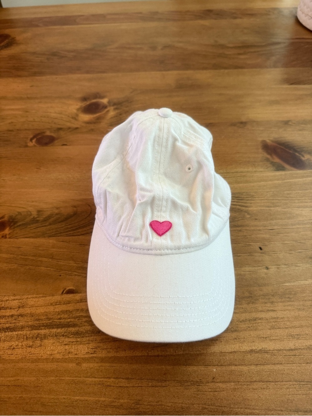 White Baseball Cap with Pink Heart Embroidery